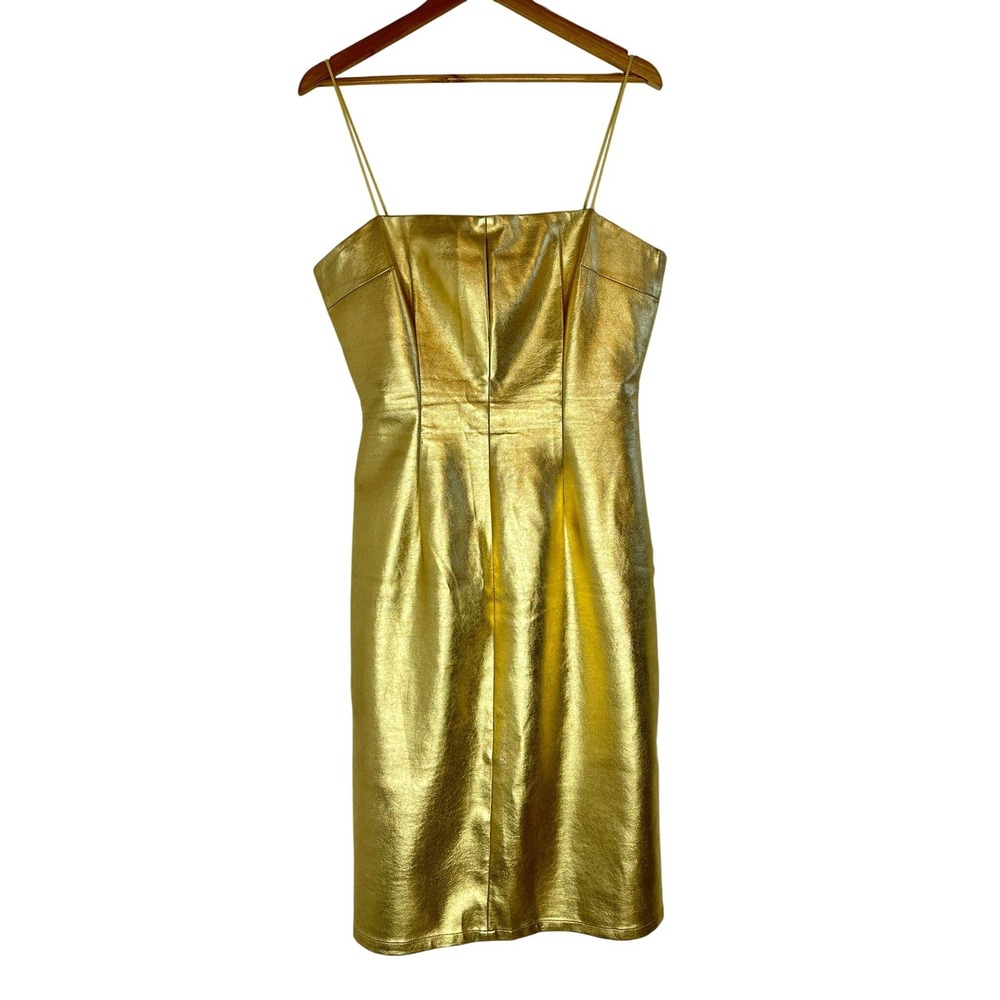 Fashion Brand Company Mini Dress Womens Large Gold Metallic Penelope Gazin Party